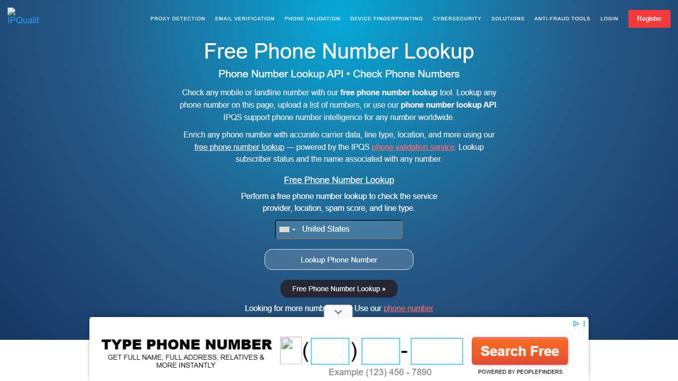 Free Phone Number Lookup Tool | Phone Number Lookup API